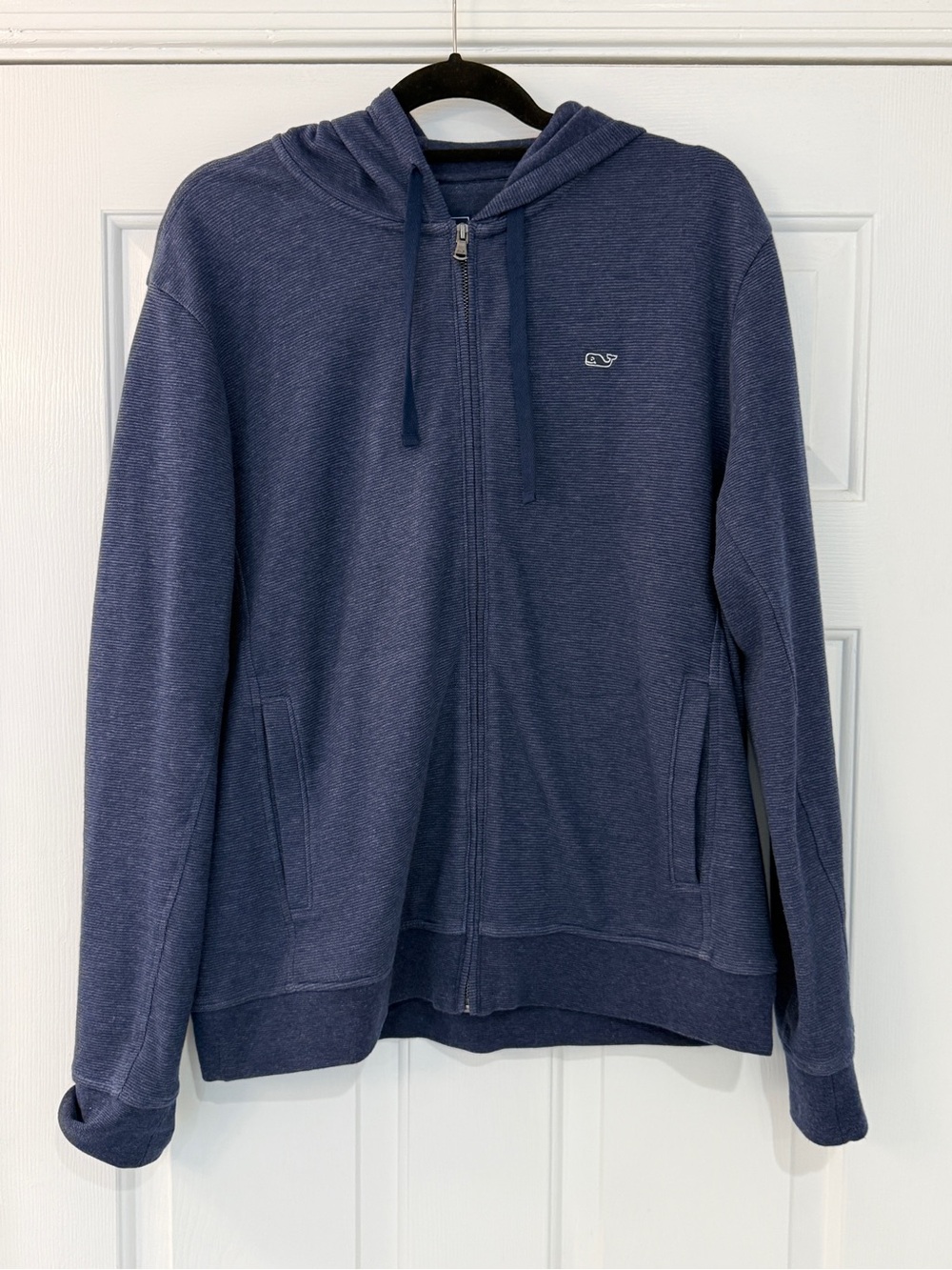 Vineyard Vines Men's Navy Full-Zip Hoodie Medium Heathered Stripe